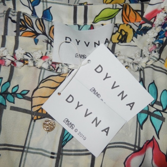 Dyvna Windowpane Silk Blend Floral Shirt Dress Nwt XS - Picture 3 of 9